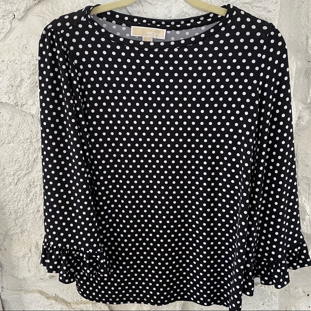 Michael Kors black and white polka dot top